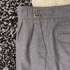 Gray Wool Trousers with Buckle Detail